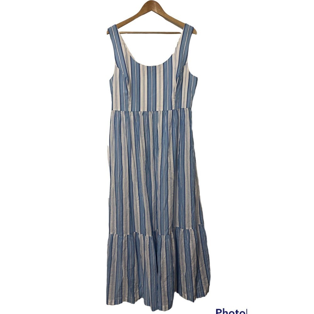 Vineyard Vines Ocean Stripe Tiered Maxi Dress  Bluejay/White Size 16